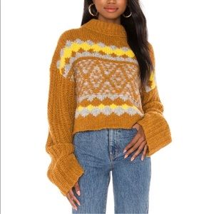 Free People Alpine Crop Mock Neck Sweater | Size XS | Orange/Brown